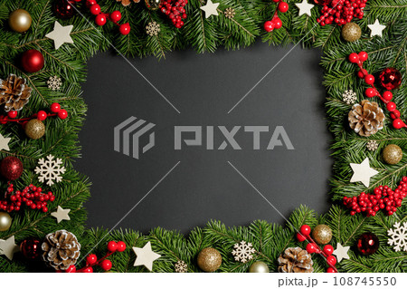 Christmas frame of tree branches 108745550