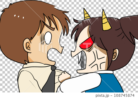 A furious woman approaches a man 108745874