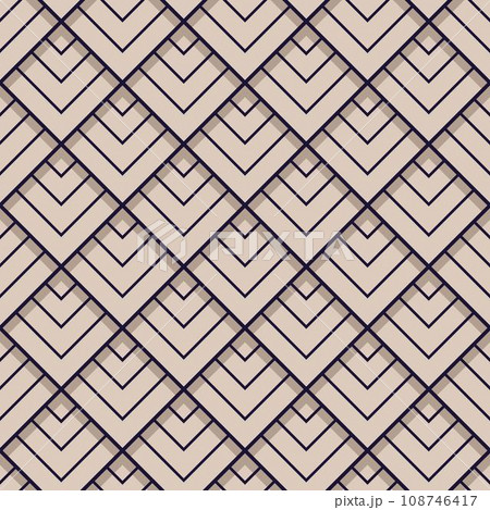 Geometric seamless vector line pattern with rhombuses, squares and arrows in the form of scales. Grid graphic endless modern ornament. Geometric seamless vector line pattern with rhombuses, squares and arrows in the form of scales. Grid graphic endless modern ornament. 108746417