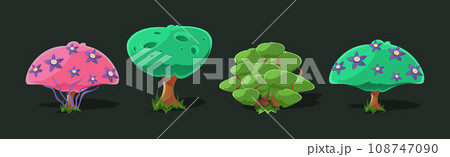 Fantastic Tree and Alien Magic Plants Game Asset Vector Set 108747090