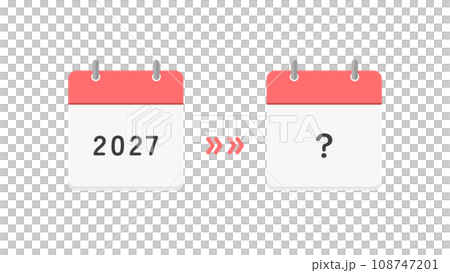 2027の文字と?マークの年間カレンダー - 予定・計画の延期・変更・未定のイメージ素材 2027の文字と?マークの年間カレンダー - 予定・計画の延期・変更・未定のイメージ素材 108747201
