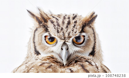 白背景のフクロウ 108748238