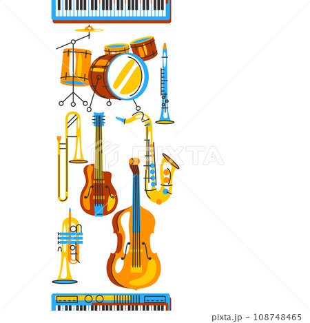 Pattern with musical instruments. Jazz, blues and classical music. Pattern with musical instruments. Jazz, blues and classical music. 108748465