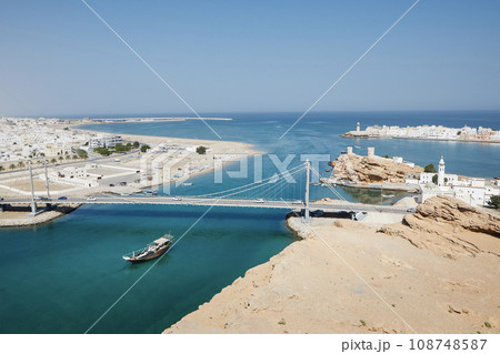 Sur cityscape on coast of the Gulf of Oman. Sur cityscape on coast of the Gulf of Oman. 108748587