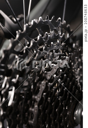 Macro shot of mountain bike chain 108748633