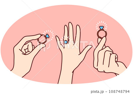 Set of woman hands with engagement ring Set of woman hands with engagement ring 108748794