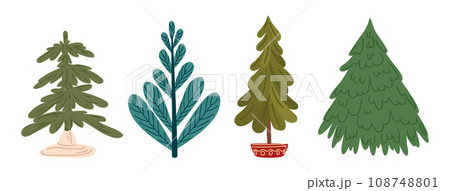 Set of Christmas trees in flat style. Set of Christmas trees in flat style. 108748801