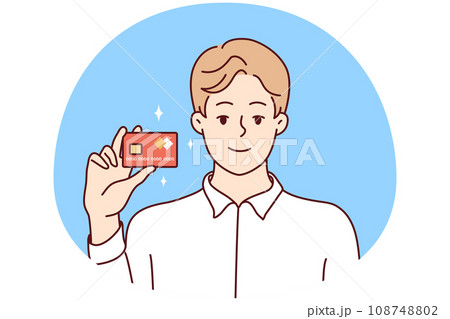 Smiling man posing with bank card 108748802