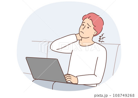 Man work on laptop suffer from backache Man work on laptop suffer from backache 108749268