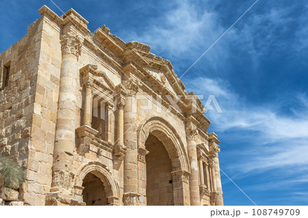 Side view of the Arch of Hadrian in Gerasa (Jerash.). Side view of the Arch of Hadrian in Gerasa (Jerash.). 108749709