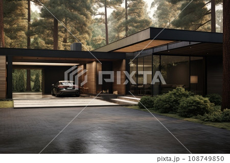 Driveway and garage at a modern house Driveway and garage at a modern house 108749850