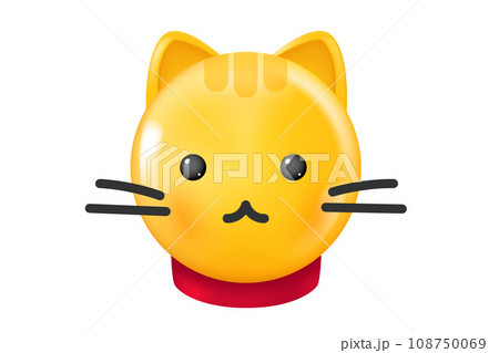 Funny cat head isolated on white background. 3d vector illustration Funny cat head isolated on white background. 3d vector illustration 108750069