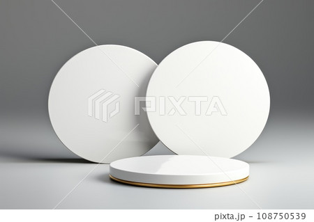 white blank cylinder frame for mock up and display products. Generative AI white blank cylinder frame for mock up and display products. Generative AI 108750539