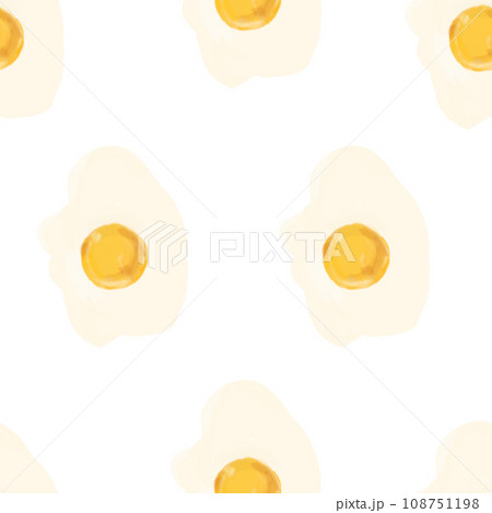 Watercolor seamless pattern, scrambled eggs, eggs. Healthy eating, protein breakfast, hand drawn snacks on a white background. pattern with egg Watercolor seamless pattern, scrambled eggs, eggs. Healthy eating, protein breakfast, hand drawn snacks on a white background. pattern with egg 108751198