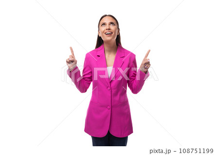 young brunette successful boss woman dressed in crimson jacket looks confident young brunette successful boss woman dressed in crimson jacket looks confident 108751199
