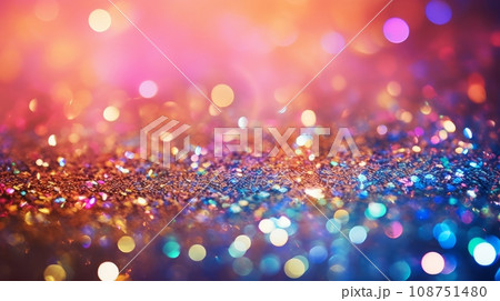 Bright and abstract blurred colorful rainbow background with shimmering glitter Bright and abstract blurred colorful rainbow background with shimmering glitter 108751480