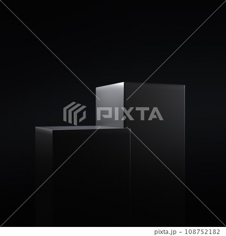 Luxury geometric black cubes podium stage in low light 108752182