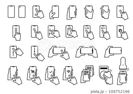 スマートフォンの操作やキャッシュレス決済のイラストセット 108752196