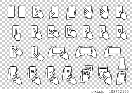 スマートフォンの操作やキャッシュレス決済のイラストセット 108752196