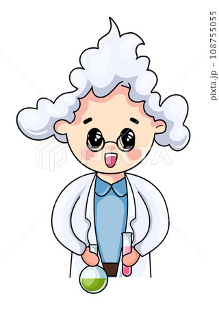 Cartoon scientist working in a laboratory with test tube and volumetric flaskCartoon scientist working in a laboratory with test tube and volumetric flask 108755055