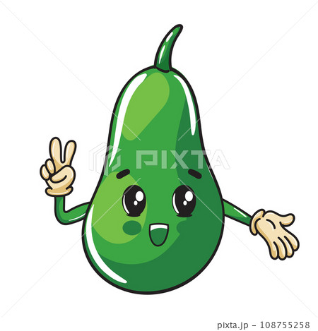 Cute cartoon design of a happy avocado, fruits and vegetables for kidsCute cartoon design of a happy avocado, fruits and vegetables for kids 108755258