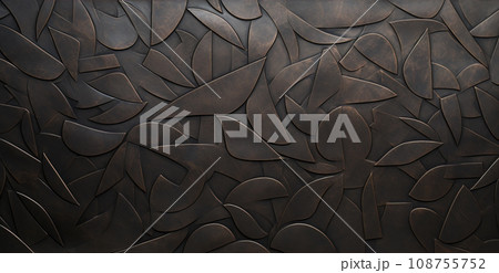 Bronze panel from patinated geometric tiles 108755752