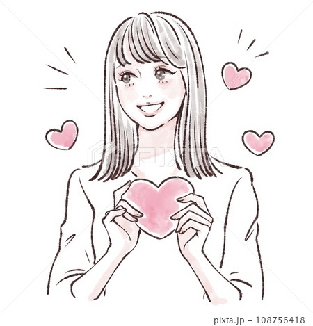 ハートを持つ女性のイラスト素材 108756418