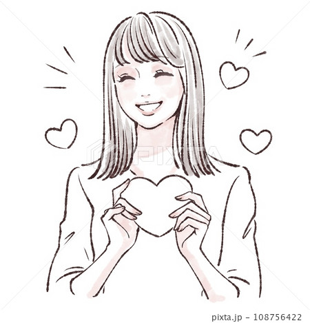 ハートを持つ女性のイラスト素材 108756422