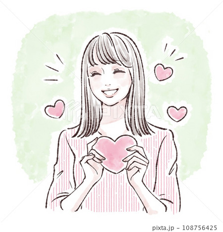 ハートを持つ女性のイラスト素材 ハートを持つ女性のイラスト素材 108756425