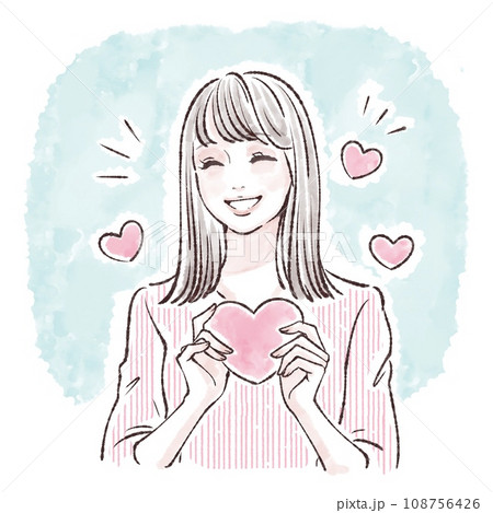 ハートを持つ女性のイラスト素材 108756426