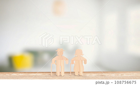 The old man wood plate for  aging society  concept 3d rendering 108756675