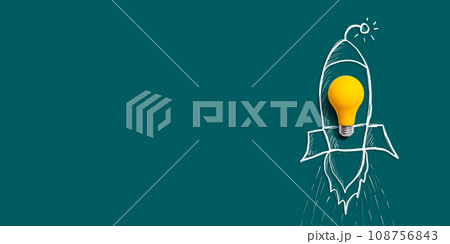 Idea light bulb flying to the sky like a rocket 108756843