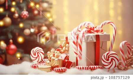 Luxury christmas background with copyspace for your text,design. Christmas concept. Generative AI. 108757129