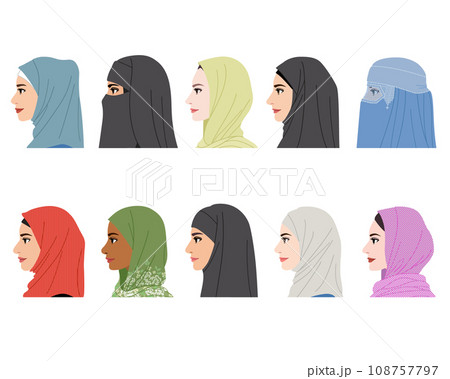 イスラム教徒の女性の横顔 108757797