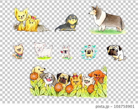 手繪可愛的小狗插畫 108758901