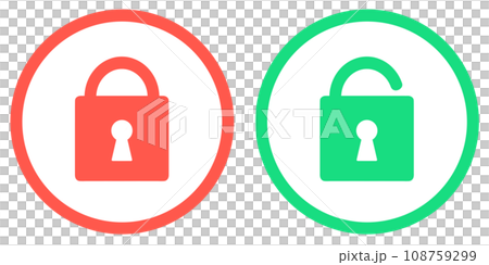 simple red and green padlock simple red and green padlock 108759299