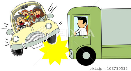 自動車とトラックの交通事故のイラスト 自動車とトラックの交通事故のイラスト 108759532