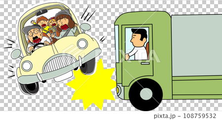 自動車とトラックの交通事故のイラスト 自動車とトラックの交通事故のイラスト 108759532