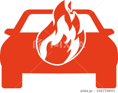 Car is covered with fire, insurance icon, symbol Car is covered with fire, insurance icon, symbol 108759641