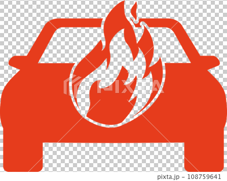 Car is covered with fire, insurance icon, symbol Car is covered with fire, insurance icon, symbol 108759641