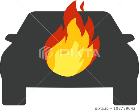 Car is covered with fire, insurance icon, symbol Car is covered with fire, insurance icon, symbol 108759642