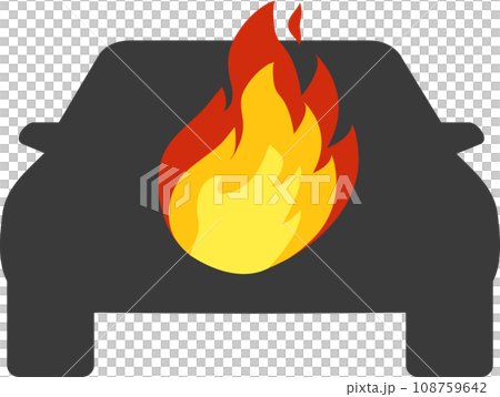 Car is covered with fire, insurance icon, symbol Car is covered with fire, insurance icon, symbol 108759642