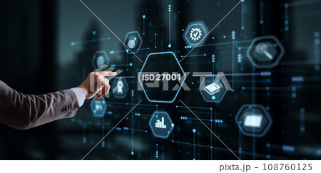 ISO Standard certification standardisation quality control concept on virtual screen 108760125