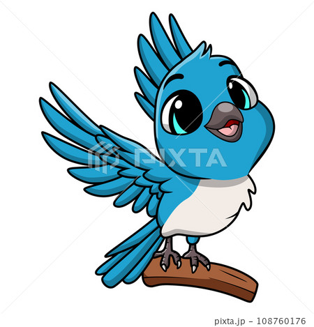 Cute blue jay cartoon on white background 108760176