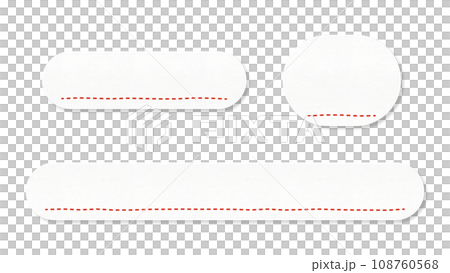 Red, white-based caption base with cute rounded colored stitching 108760568