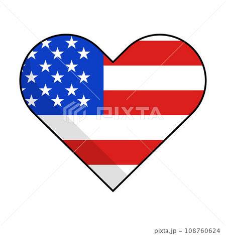 アメリカ国旗。ハート型。 アメリカ国旗。ハート型。 108760624