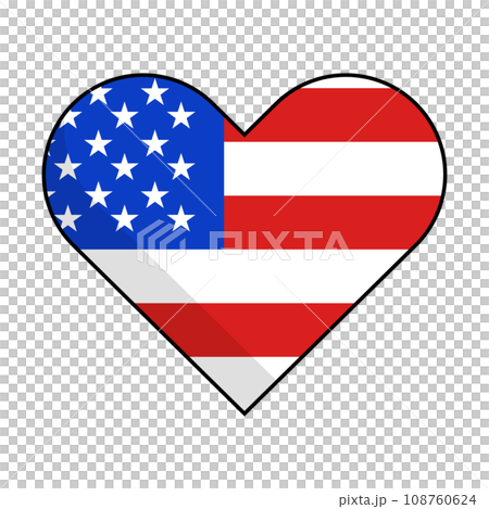 アメリカ国旗。ハート型。 アメリカ国旗。ハート型。 108760624