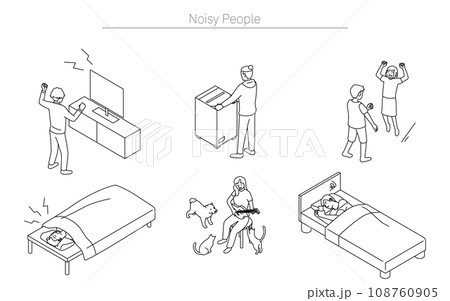 賃貸物件の騒音トラブル：マンションやアパートでの生活音を出す人たち 108760905