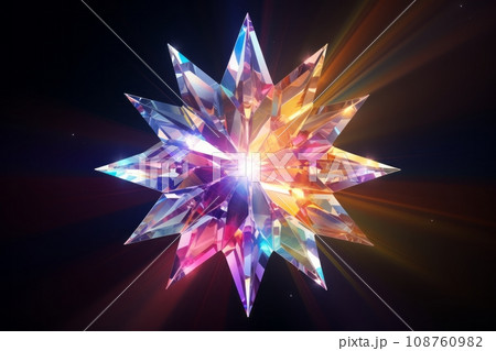 宇宙の奥深さを映す、輝くクリスタルスターのデジタルアートイラスト AI画像 宇宙の奥深さを映す、輝くクリスタルスターのデジタルアートイラスト AI画像 108760982