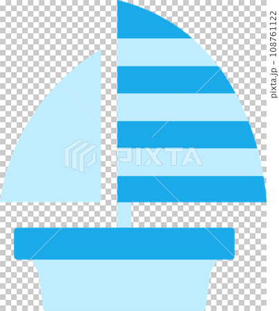 simple blue illustration of a yacht simple blue illustration of a yacht 108761122